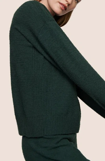 Eberjey Boucle Crewneck Pullover Sweatshirt In Green