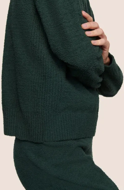Eberjey Boucle Crewneck Pullover Sweatshirt In Green