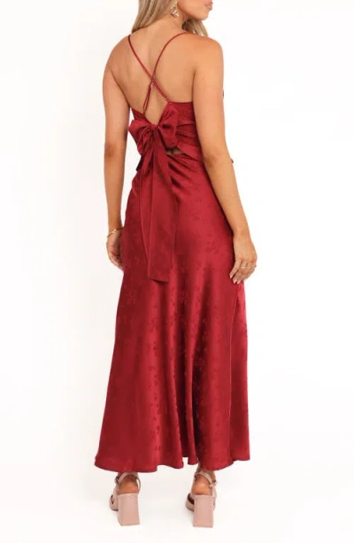 Petal And Pup Petal & Pup Belle Floral Satin Camisole & Maxi Skirt Set In Burgundy