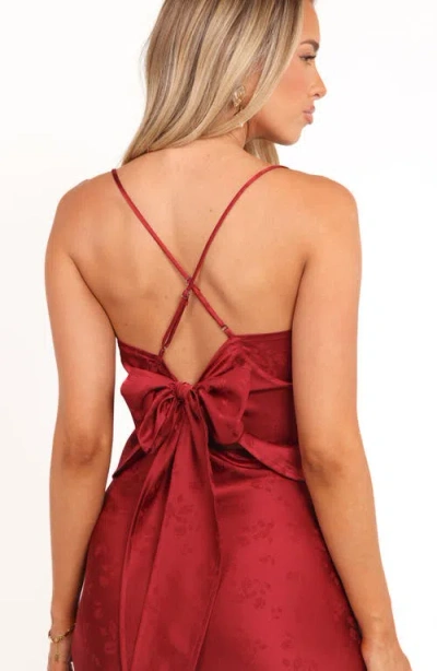 Petal And Pup Petal & Pup Belle Floral Satin Camisole & Maxi Skirt Set In Burgundy
