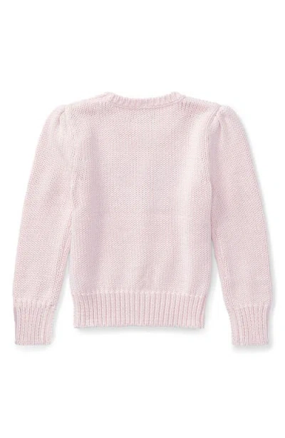 Polo Ralph Lauren Flag Cotton Crewneck Sweater In Pink