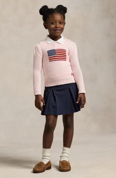 Polo Ralph Lauren Flag Cotton Crewneck Sweater In Pink