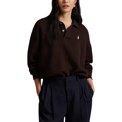Polo Ralph Lauren Arctic Fleece Polo Long Sleeve Pullover Circuit Brown In Brown