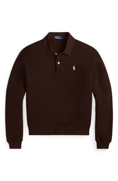 Polo Ralph Lauren Arctic Fleece Polo Long Sleeve Pullover Circuit Brown In Brown