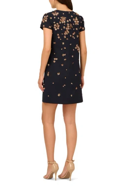 Adrianna Papell Beaded Crepe Dress In Black