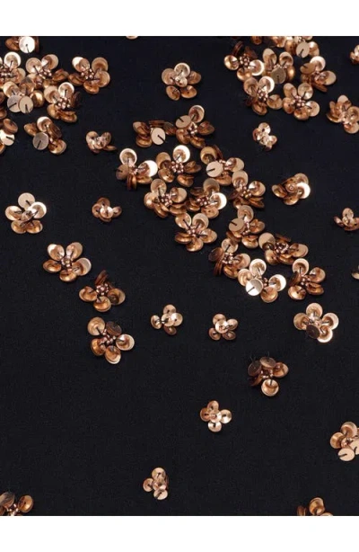 Adrianna Papell Beaded Crepe Dress In Black