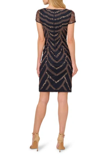 Adrianna Papell Beaded Cocktail Dress In Black