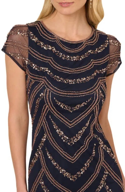 Adrianna Papell Beaded Cocktail Dress In Black