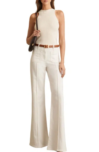 Reiss Sakura Flare Patch Pocket Jeans In Ecru In Neutral