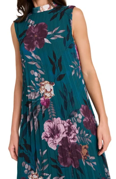 Tahari Asl Floral Pleated Midi Dress In Multi
