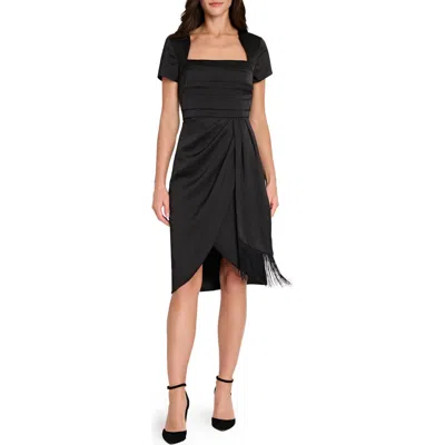 Tahari Asl Pleated Bodice Cocktail Dress In Black