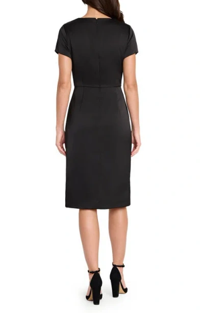Tahari Asl Pleated Bodice Cocktail Dress In Black