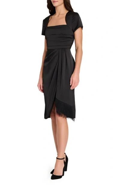 Tahari Asl Pleated Bodice Cocktail Dress In Black
