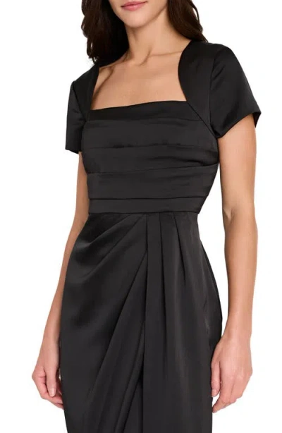 Tahari Asl Pleated Bodice Cocktail Dress In Black