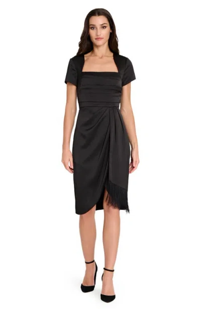 Tahari Asl Pleated Bodice Cocktail Dress In Black