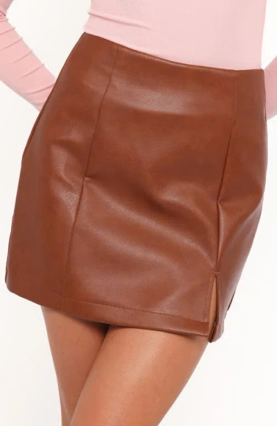 Petal And Pup Petal & Pup Catania Faux Leather Miniskirt In Brown