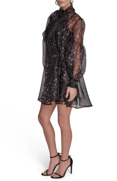 Bcbg Women's Floral Puff Long Sleeves Dress In Black