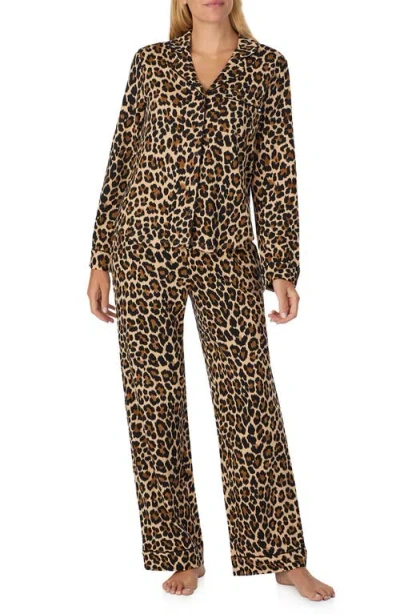 Kate Spade New York Printed Long Pajama Set In Brown