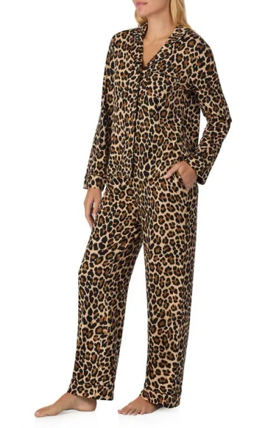 Kate Spade New York Printed Long Pajama Set In Brown