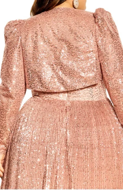City Chic The Camila Sequin & Satin Bolero In Pink