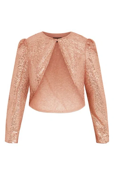 City Chic The Camila Sequin & Satin Bolero In Pink