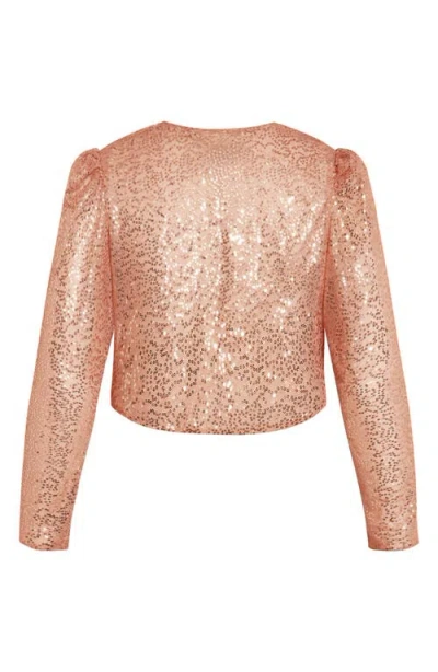 City Chic The Camila Sequin & Satin Bolero In Pink