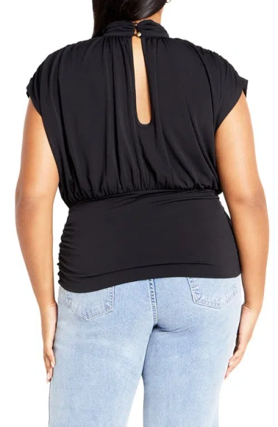 City Chic Kamryn Mock Neck Cap Sleeve Top In Black