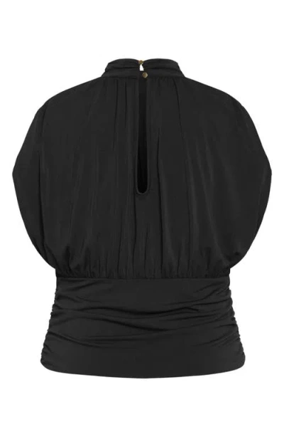 City Chic Kamryn Mock Neck Cap Sleeve Top In Black