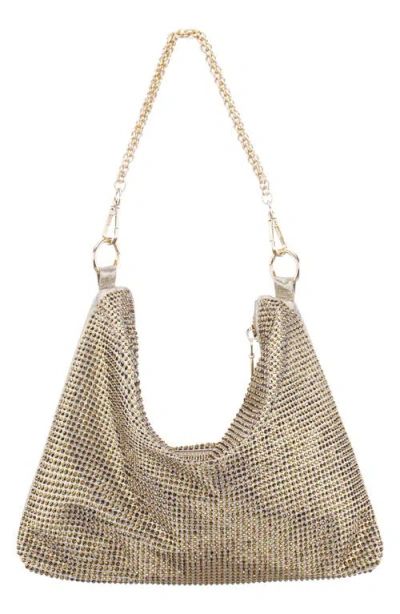 Nina Crystal Embellished Zipper Hobo Bag In Gold