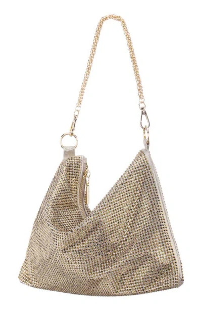 Nina Crystal Embellished Zipper Hobo Bag In Gold