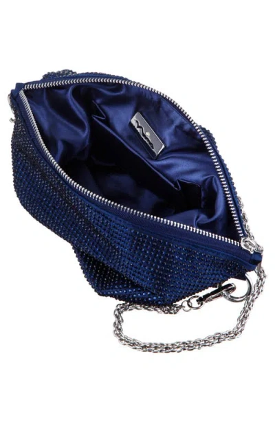 Nina Crystal Embellished Zipper Hobo Bag In Blue