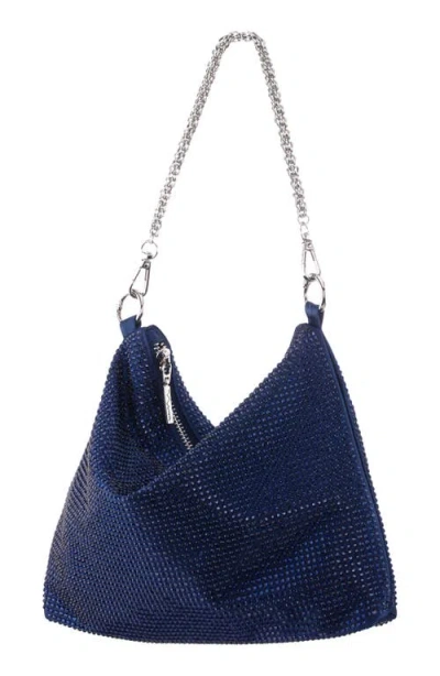 Nina Crystal Embellished Zipper Hobo Bag In Blue