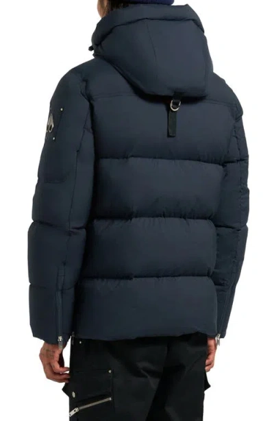 Moose Knuckles Everest 3q Quilted Down Hooded Jacket In Blue