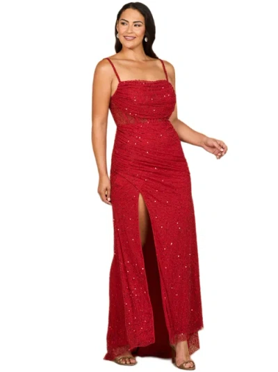 Lara New York Elegant Corset Gown With Slit In Red