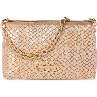Brahmin Mod Lorelei Snake Embossed Metallic Leather Shoulder Bag In Gold