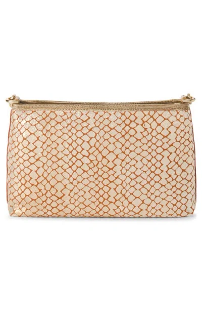 Brahmin Mod Lorelei Snake Embossed Metallic Leather Shoulder Bag In Gold