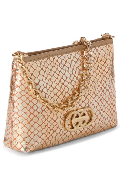 Brahmin Mod Lorelei Snake Embossed Metallic Leather Shoulder Bag In Gold