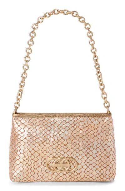 Brahmin Mod Lorelei Snake Embossed Metallic Leather Shoulder Bag In Gold