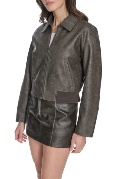 Levi's Women's Faux Leather Lightweight Bomber Jacket In Gray