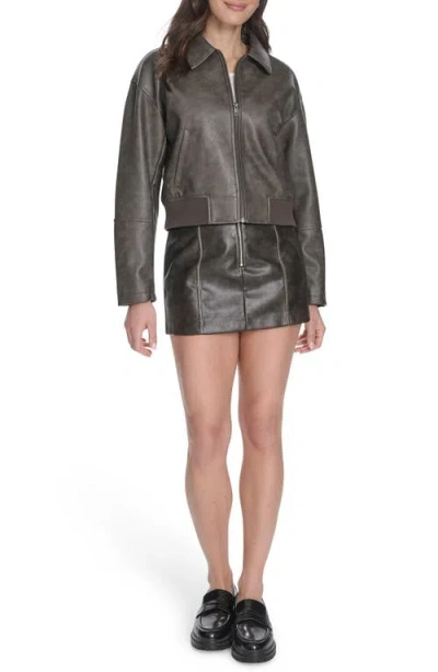 Levi's Women's Faux Leather Lightweight Bomber Jacket In Gray