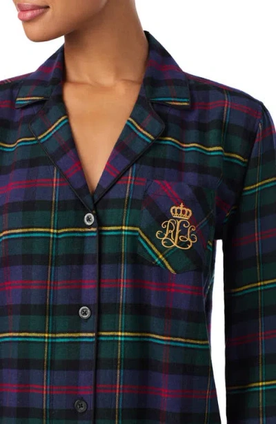 Ralph Lauren Women's Long Sleeves Notch Collar Pajama Set In Green