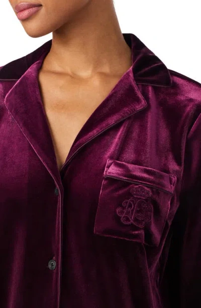 Ralph Lauren Women's Long Sleeves Notch Collar Pajama Set In Burgundy