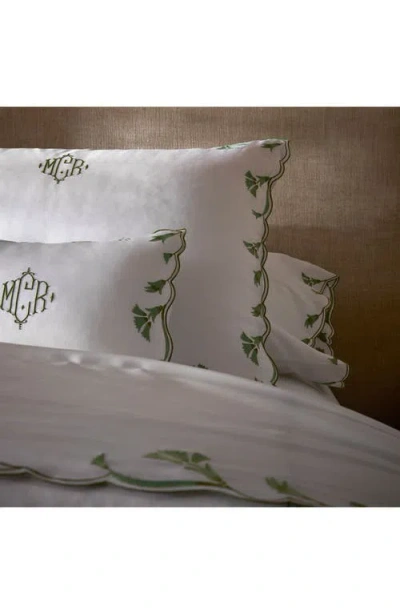 Matouk Marcella 600 Thread Count Egyptian Cotton Flat Sheet In Green