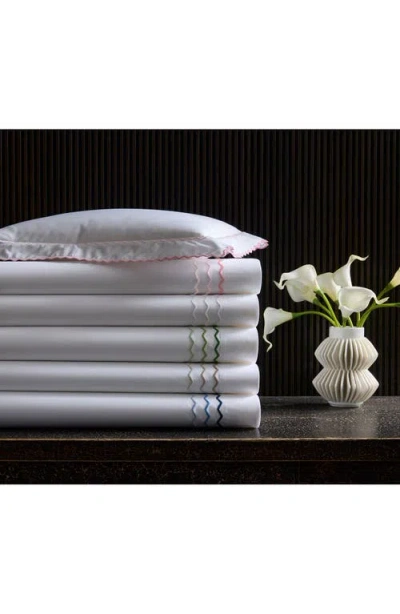 Matouk Axel Embroidered Flat Sheet In Blue