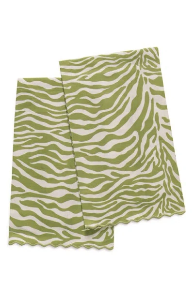 Matouk Regine Set Of 2 Guest Towels In Green