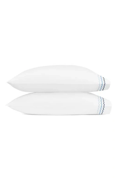 Matouk Axel Set Of 2 Embroidered Pillowcases In Blue