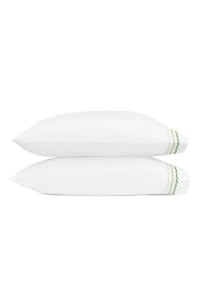 Matouk Axel Set Of 2 Embroidered Pillowcases In Green