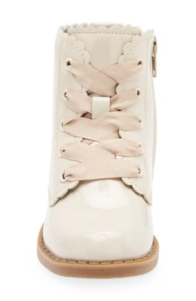 L'amour Kids' Josephine Scallop Lace-up Bootie In Neutral