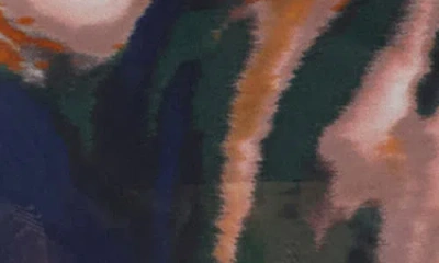 City Chic Zia Print Long Sleeve Ruched Mesh Dress In Brown