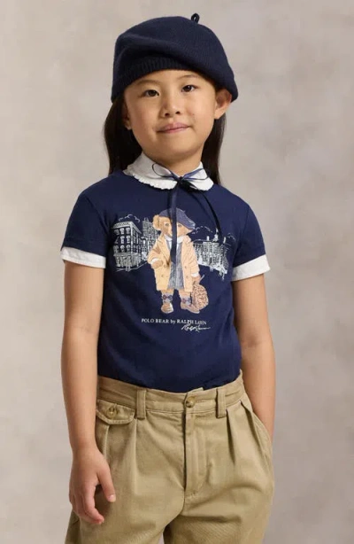 Polo Ralph Lauren Cotton T-shirt With Print In Blue